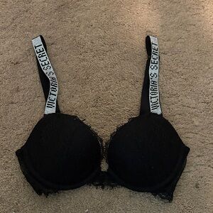 Victoria's Secret Black Bra with Logo Straps